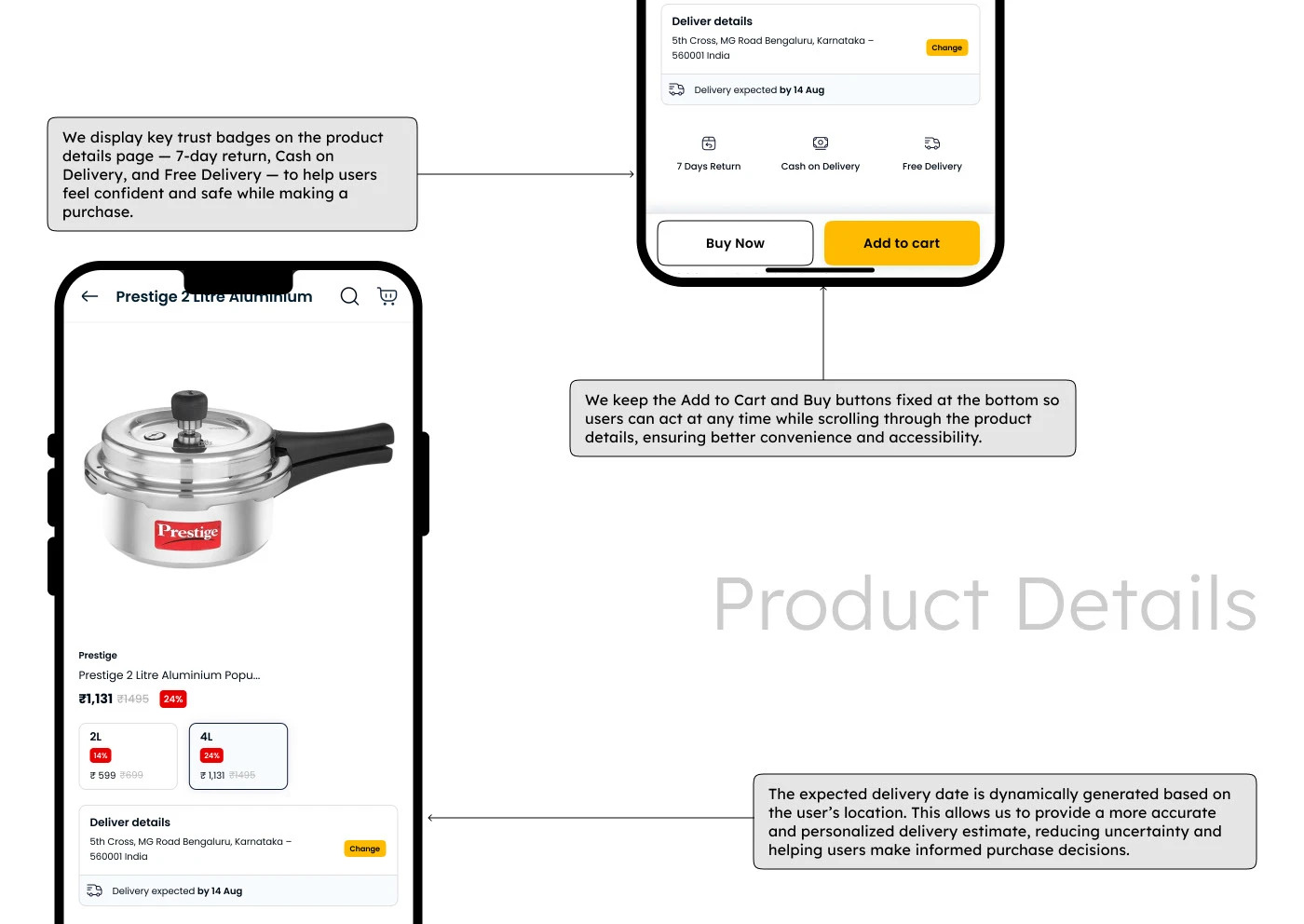 Vilcart order and tracking screens