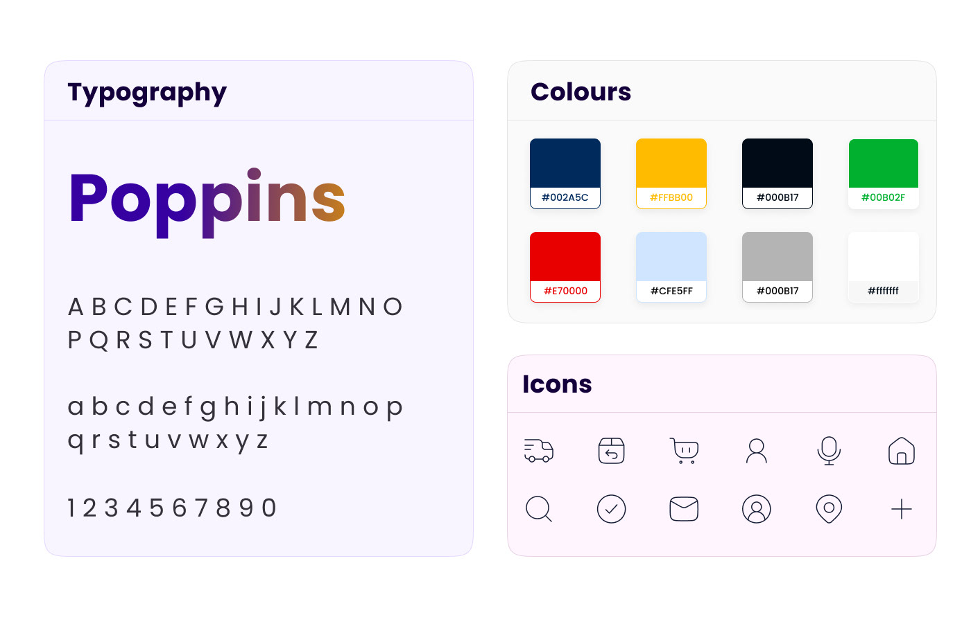 Vilcart typography, colour and spacing guidelines