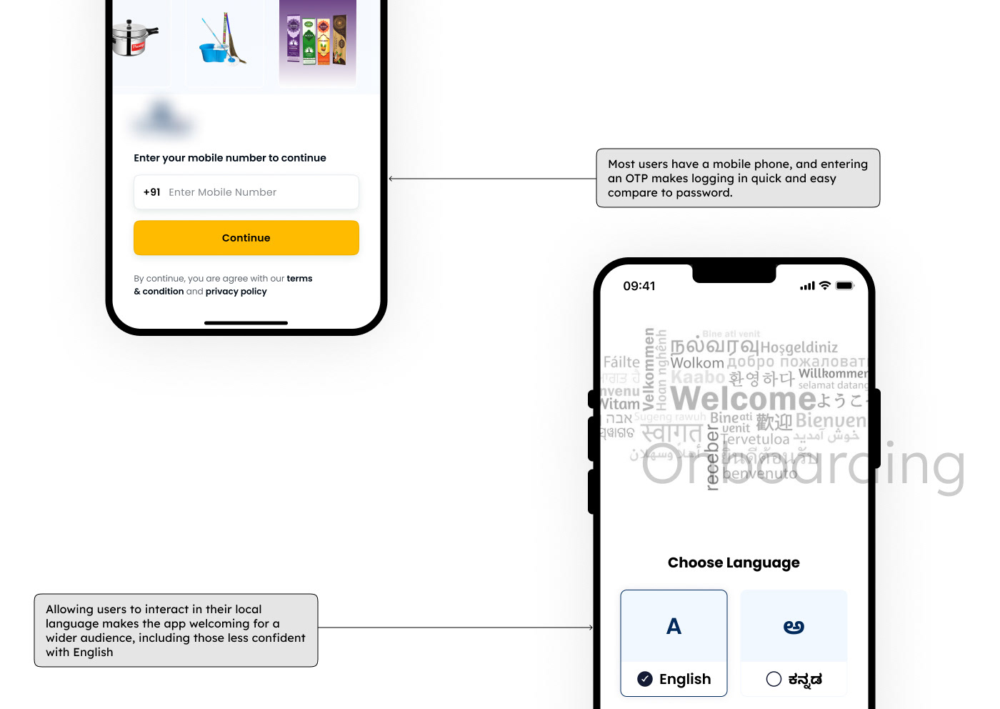 Key design decisions on Vilcart screens