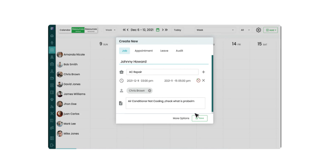 EyeOnTask job creation and assignment screens